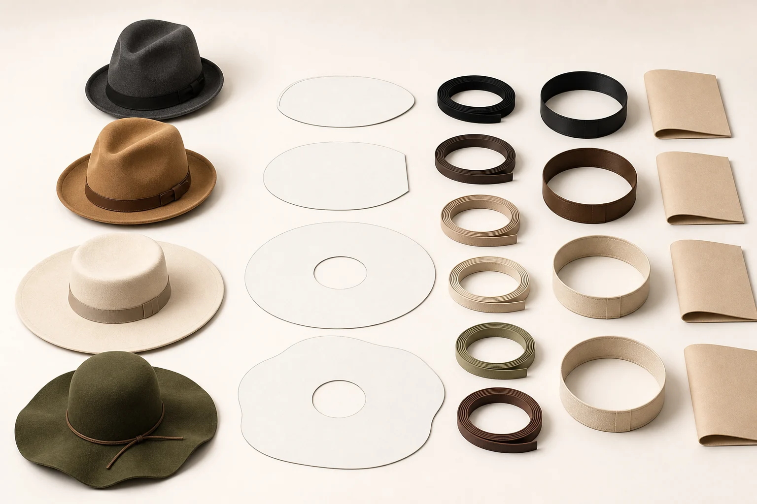 Four complete brim routes connect full outline, edge construction and delivered set to named measurement references.
