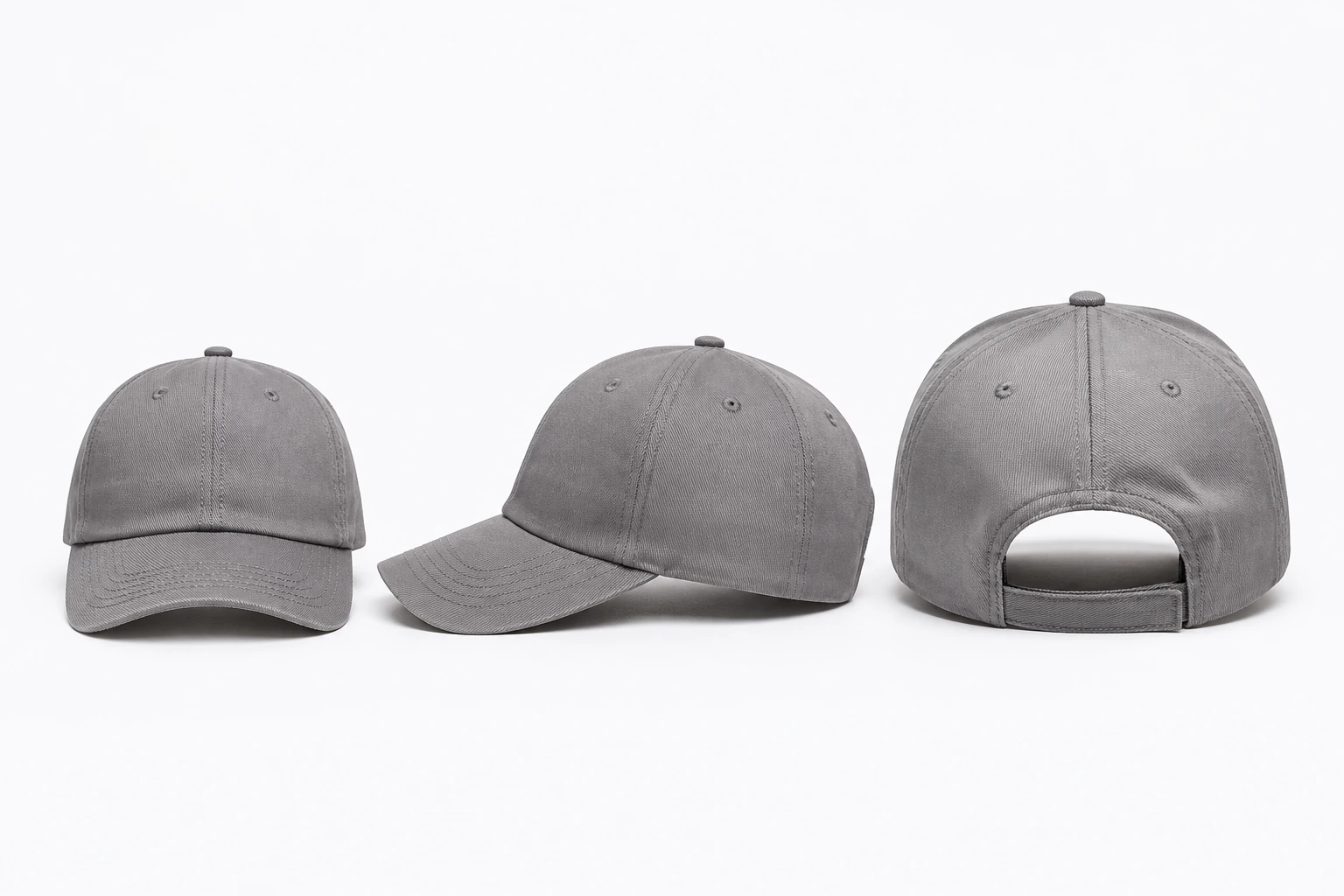Baseball caps arranged as separate size and fit routes