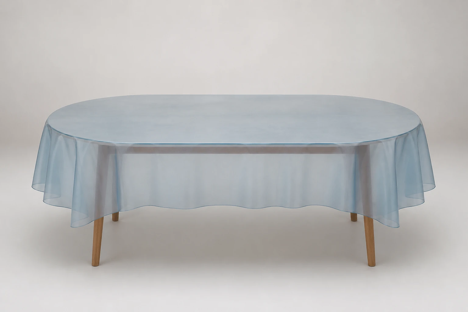 Complete oval table cover prepared for importer evaluation