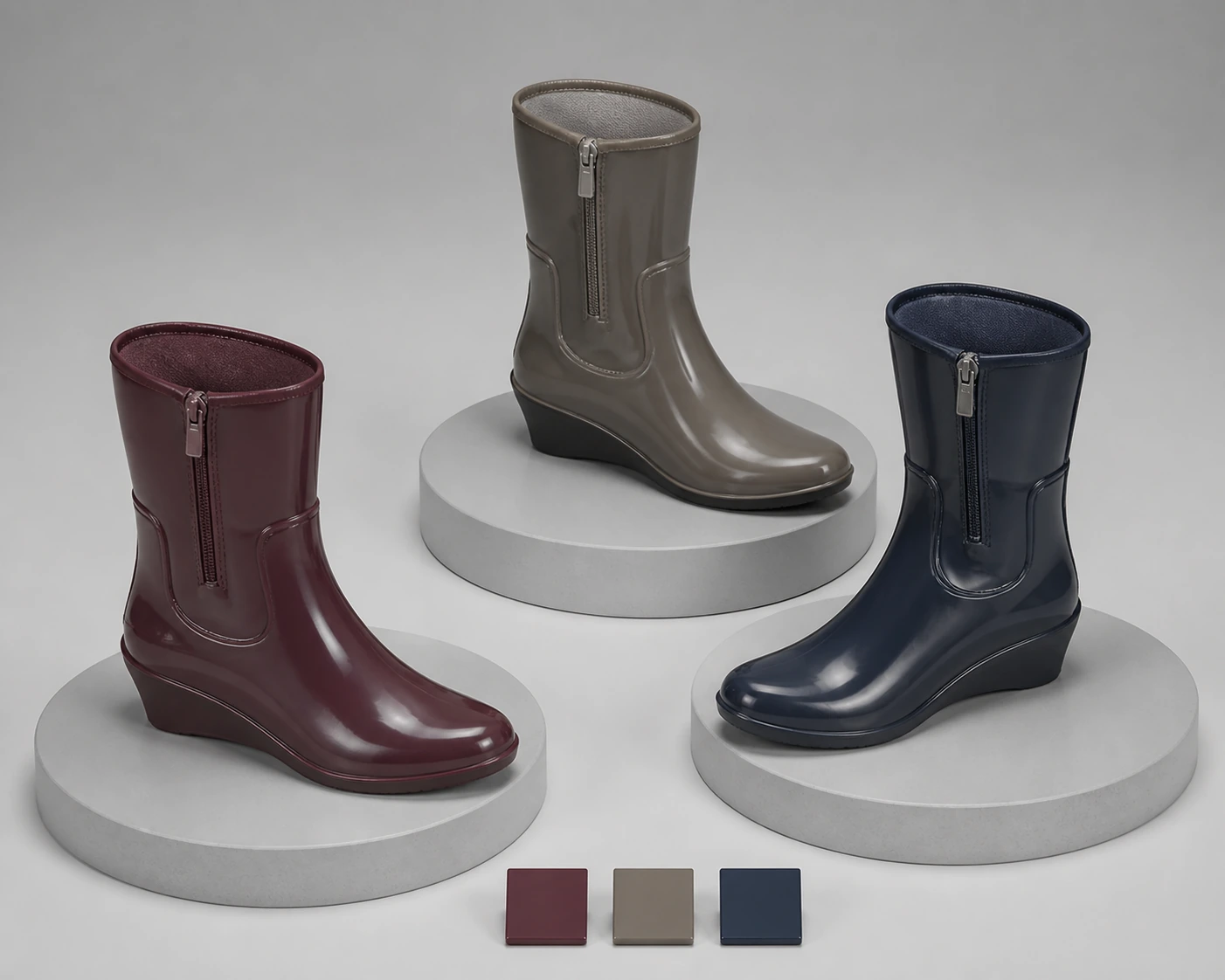 Short and tall PVC boot forms compared as separate product routes
