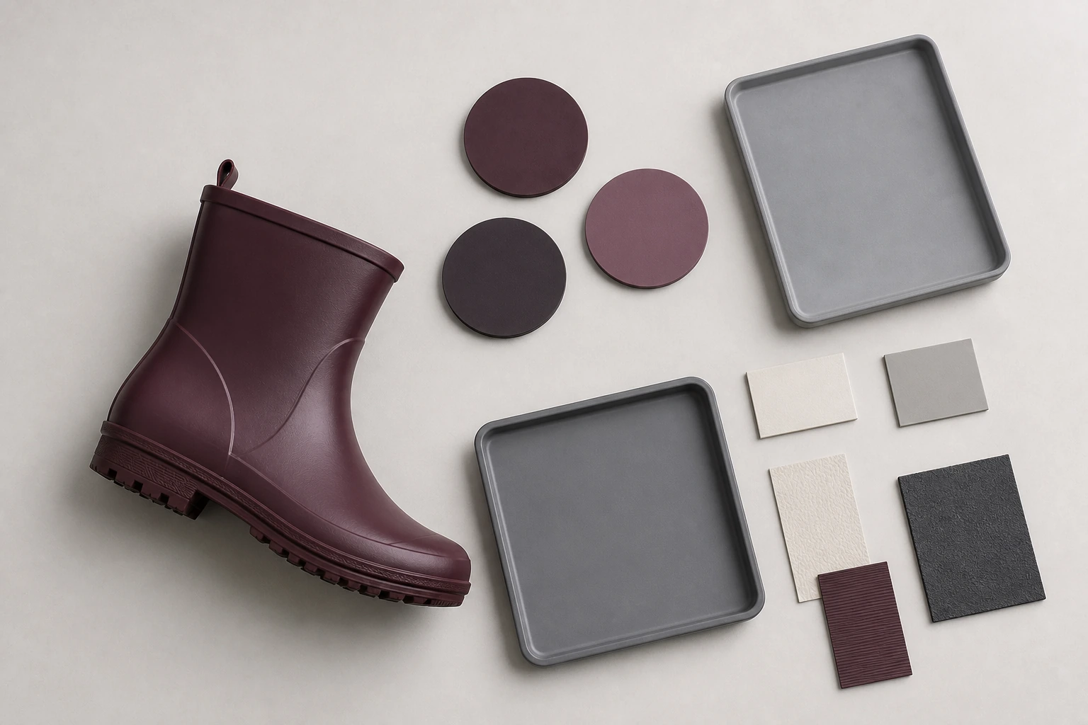 Whole rubber boot with a neutral process-defect evidence board