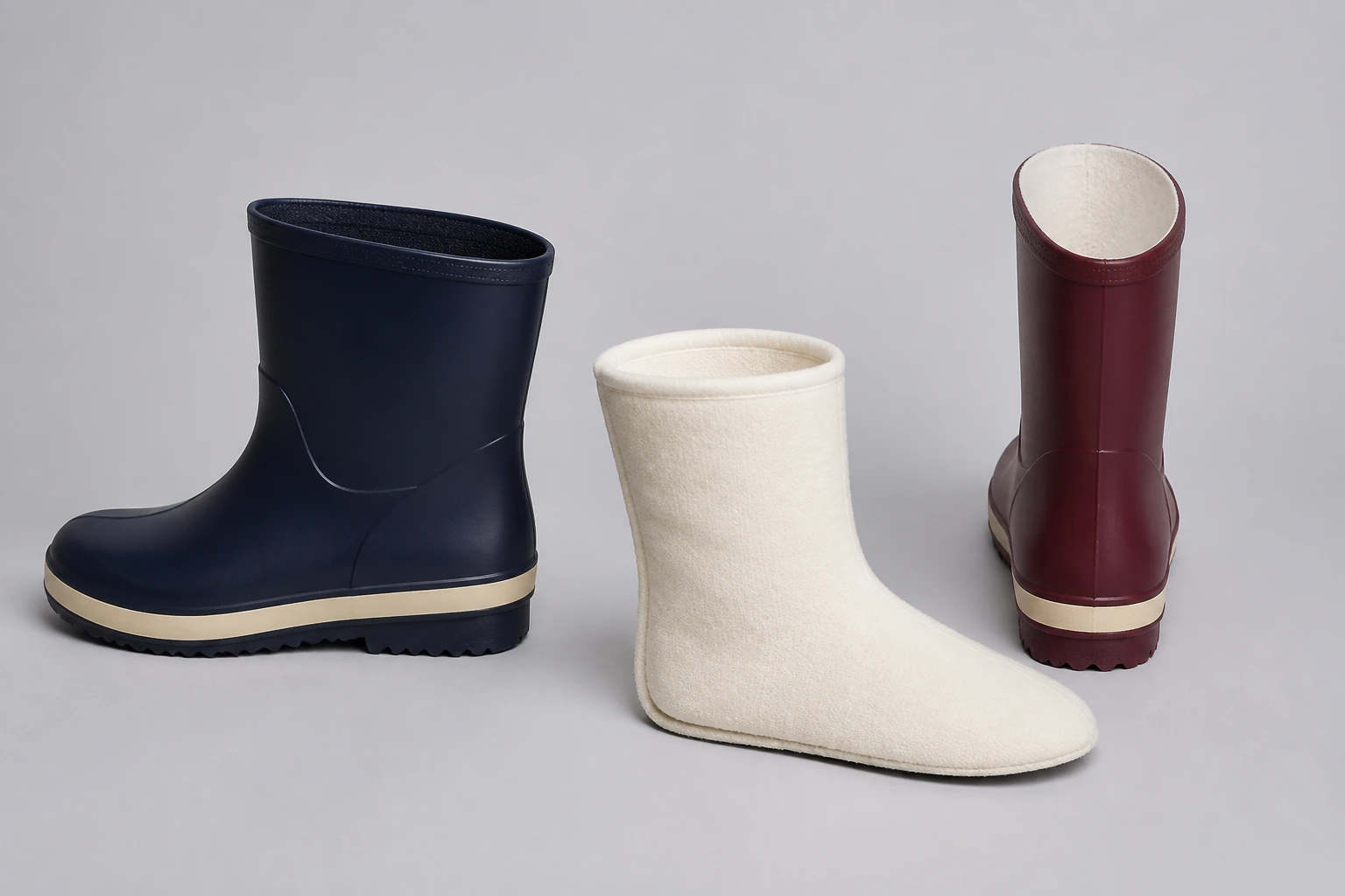 Complete rubber boot beside a removable liner route
