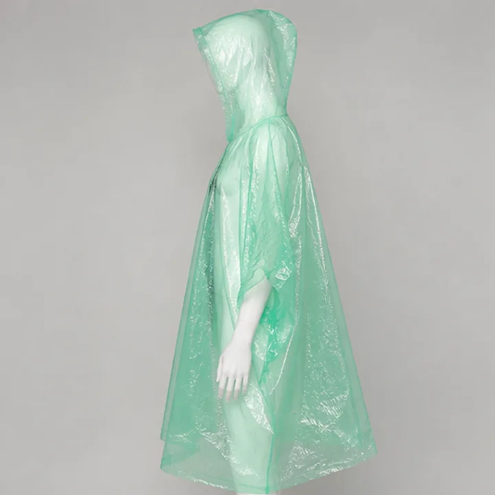 Plain green PE festival cape route on a neutral mannequin